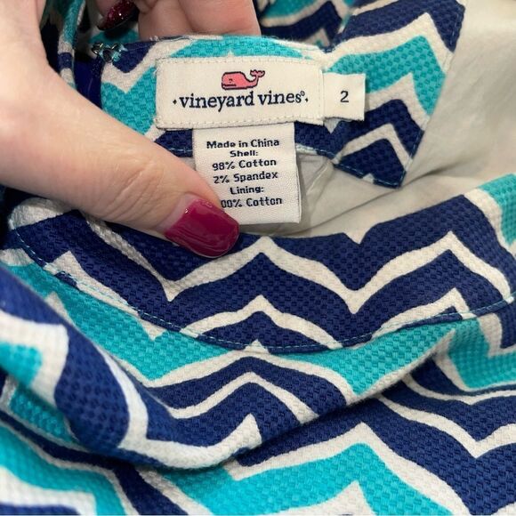 Vineyard Vines Blue Wave Chevron Dress sz 2 - Picture 4 of 4
